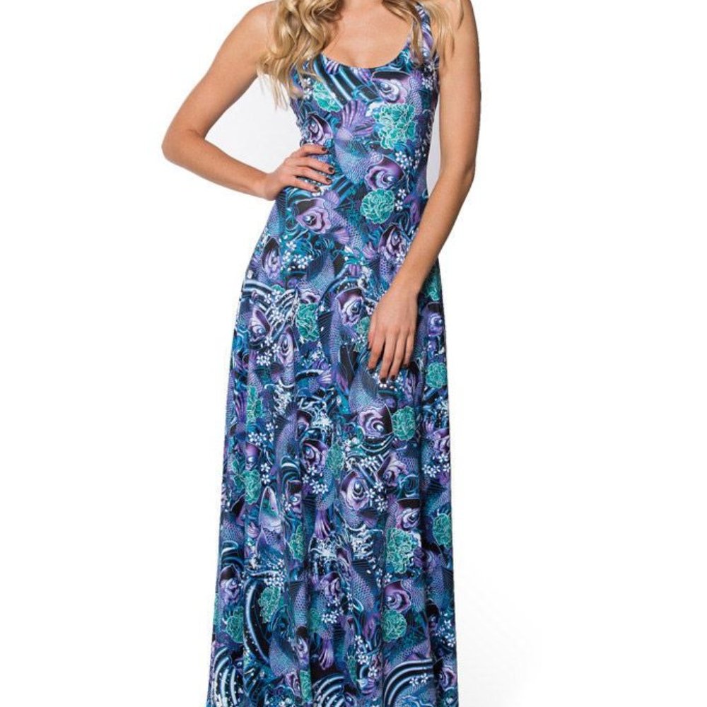 Black Milk Clothing Koi Purple Maxi Dress